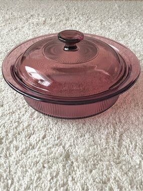 Pyrex | Corning Visions Cranberry Glass Round Casserole Dish